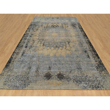 Load image into Gallery viewer, 10&#39;x14&#39; Ecru Brown, Broken and Erased Persian Goombad Design, Hand Knotted Wool and Silk Oxidized, Oriental Rug FWR545676