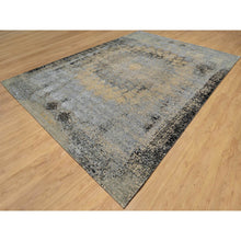 Load image into Gallery viewer, 10&#39;x14&#39; Ecru Brown, Broken And Erased Persian Goombad Design, Hand Knotted Wool And Silk Oxidized, Oriental Rug FWR545676