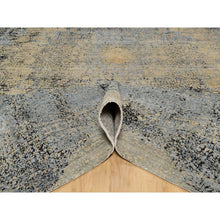 Load image into Gallery viewer, 10&#39;x14&#39; Ecru Brown, Broken And Erased Persian Goombad Design, Hand Knotted Wool And Silk Oxidized, Oriental Rug FWR545676