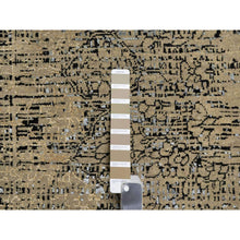 Load image into Gallery viewer, 10&#39;x14&#39; Ecru Brown, Broken And Erased Persian Goombad Design, Hand Knotted Wool And Silk Oxidized, Oriental Rug FWR545676