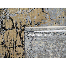 Load image into Gallery viewer, 10&#39;x14&#39; Ecru Brown, Broken and Erased Persian Goombad Design, Hand Knotted Wool and Silk Oxidized, Oriental Rug FWR545676