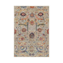 Load image into Gallery viewer, 6&#39;3&quot;x9&#39;1&quot; Cosmic Latte White, Soft and Plush Pile, Hand Knotted With Sickle Leaf Design, Silk With Textured Wool, Oriental Rug FWR545682