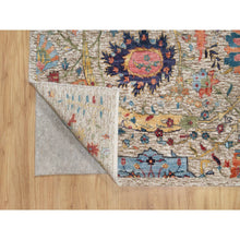 Load image into Gallery viewer, 6&#39;3&quot;x9&#39;1&quot; Cosmic Latte White, Soft And Plush Pile, Hand Knotted With Sickle Leaf Design, Silk With Textured Wool, Oriental Rug FWR545682