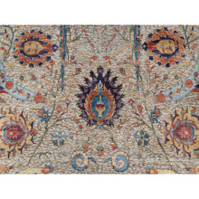 Load image into Gallery viewer, 6&#39;3&quot;x9&#39;1&quot; Cosmic Latte White, Soft and Plush Pile, Hand Knotted With Sickle Leaf Design, Silk With Textured Wool, Oriental Rug FWR545682