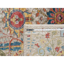 Load image into Gallery viewer, 6&#39;3&quot;x9&#39;1&quot; Cosmic Latte White, Soft and Plush Pile, Hand Knotted With Sickle Leaf Design, Silk With Textured Wool, Oriental Rug FWR545682