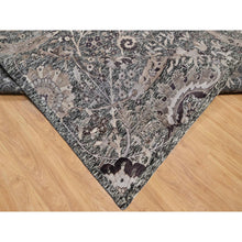 Load image into Gallery viewer, 10&#39;x13&#39;10&quot; Major Brown With Essence Of Black, Hand Knotted Sickle Leaf Design Soft Pile, Wool And Silk Oriental Rug FWR545688