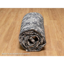 Load image into Gallery viewer, 10&#39;x13&#39;10&quot; Major Brown With Essence Of Black, Hand Knotted Sickle Leaf Design Soft Pile, Wool And Silk Oriental Rug FWR545688