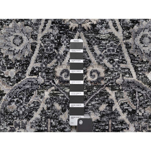 2'x3' Wenge Brown, Hand Knotted Sickle Leaf Design With Essence Of Black, Soft Pile, Wool and Silk, Mat Oriental Rug FWR545694