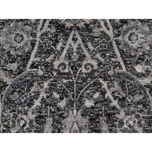 2'x3' Wenge Brown, Hand Knotted Sickle Leaf Design With Essence Of Black, Soft Pile, Wool and Silk, Mat Oriental Rug FWR545694