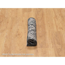 Load image into Gallery viewer, 2&#39;x3&#39; Wenge Brown, Hand Knotted Sickle Leaf Design With Essence Of Black, Soft Pile, Wool And Silk, Mat Oriental Rug FWR545694