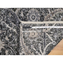 Load image into Gallery viewer, 2&#39;x3&#39; Wenge Brown, Hand Knotted Sickle Leaf Design With Essence Of Black, Soft Pile, Wool And Silk, Mat Oriental Rug FWR545694