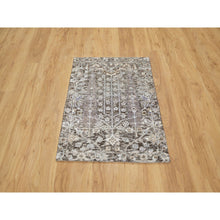 Load image into Gallery viewer, 2&#39;1&quot;x3&#39; Fossil Gray, Hand Knotted With Willow And Cypress Tree Design, Silk With Textured Wool, Mat Oriental Rug FWR545700