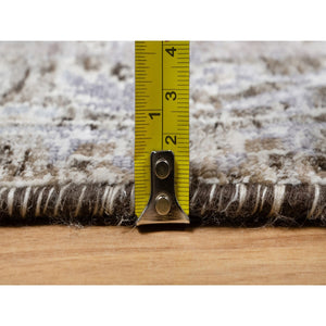 2'1"x3' Fossil Gray, Hand Knotted With Willow And Cypress Tree Design, Silk With Textured Wool, Mat Oriental Rug FWR545700
