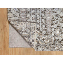 Load image into Gallery viewer, 2&#39;x3&#39; Falcon Gray, Silk With Textured Wool, Hand Knotted With Willow And Cypress Tree Design, Oriental Mat Rug FWR545706