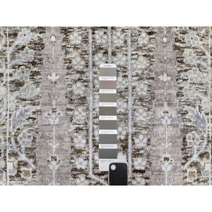 2'x3' Falcon Gray, Silk With Textured Wool, Hand Knotted With Willow And Cypress Tree Design, Oriental Mat Rug FWR545706