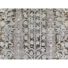 Load image into Gallery viewer, 2&#39;x3&#39; Falcon Gray, Silk With Textured Wool, Hand Knotted With Willow And Cypress Tree Design, Oriental Mat Rug FWR545706