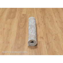 Load image into Gallery viewer, 2&#39;1&quot;x3&#39; Eider White, Sickle Leaf Design, Plush And Lush Soft Pile, Silk With Textured Wool, Hand Knotted, Mat Oriental Rug FWR545712