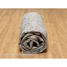 Load image into Gallery viewer, 10&#39;x14&#39; Charcoal Gray, Transitional Persian Influence Erased Medallion Design, Borderless, Silk With Textured Wool, Hand Knotted Oriental Rug FWR545724