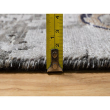 Load image into Gallery viewer, 10&#39;x14&#39; Charcoal Gray, Transitional Persian Influence Erased Medallion Design, Borderless, Silk With Textured Wool, Hand Knotted Oriental Rug FWR545724