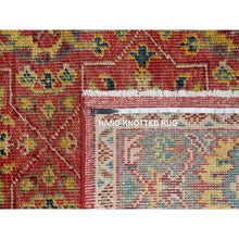 Load image into Gallery viewer, 9&#39;x11&#39;10&quot; Rythmic Red With Desaturated Green, Antiqued Oushak Reimagined, Sheared Low, 100% Wool, Hand Knotted Repetitive Star and Rosette Design Oriental Rug FWR545742