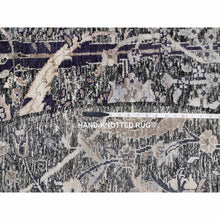 Load image into Gallery viewer, 10&#39;x10&#39; Timber Wolf Brown, Wool And Silk, Hand Knotted, Sickle Leaf Design With Essence Of Black, Plush And Lush Soft Pile, Round Oriental Rug FWR545748