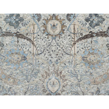 Load image into Gallery viewer, 10&#39;x10&#39; Tahira White, Hand Knotted, Silk With Textured Wool, Sickle Leaf Design, Lush And Plush Soft Pile, Round Oriental Rug FWR545754