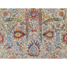 Load image into Gallery viewer, 2&#39;7&quot;x20&#39;2&quot; Cornsilk White, Sickle Leaf Design, Soft And Plush Pile, Silk With Textured Wool, Hand Knotted Xl Runner Oriental Rug FWR545772