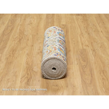 Load image into Gallery viewer, 2&#39;7&quot;x20&#39;2&quot; Cornsilk White, Sickle Leaf Design, Soft And Plush Pile, Silk With Textured Wool, Hand Knotted Xl Runner Oriental Rug FWR545772