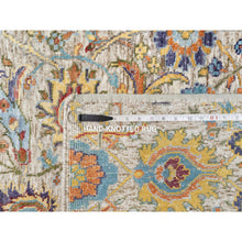 Load image into Gallery viewer, 2&#39;7&quot;x20&#39;2&quot; Cornsilk White, Sickle Leaf Design, Soft And Plush Pile, Silk With Textured Wool, Hand Knotted Xl Runner Oriental Rug FWR545772