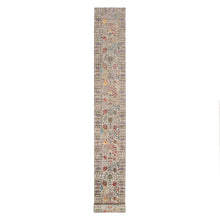 Load image into Gallery viewer, 2&#39;6&quot;x23&#39;10&quot; Pearl Bush Beige, Hand Knotted Silk With Textured Wool, Directional Vase Design, Lush and Plush, Soft Pile, XL Runner Oriental Rug FWR545778