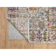Load image into Gallery viewer, 2&#39;6&quot;x23&#39;10&quot; Pearl Bush Beige, Hand Knotted Silk With Textured Wool, Directional Vase Design, Lush and Plush, Soft Pile, XL Runner Oriental Rug FWR545778