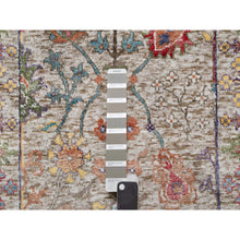 Load image into Gallery viewer, 2&#39;6&quot;x23&#39;10&quot; Pearl Bush Beige, Hand Knotted Silk With Textured Wool, Directional Vase Design, Lush and Plush, Soft Pile, XL Runner Oriental Rug FWR545778