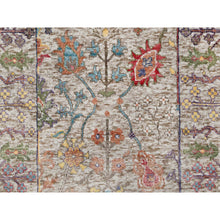 Load image into Gallery viewer, 2&#39;6&quot;x23&#39;10&quot; Pearl Bush Beige, Hand Knotted Silk With Textured Wool, Directional Vase Design, Lush and Plush, Soft Pile, XL Runner Oriental Rug FWR545778
