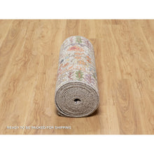 Load image into Gallery viewer, 2&#39;6&quot;x23&#39;10&quot; Pearl Bush Beige, Hand Knotted Silk With Textured Wool, Directional Vase Design, Lush and Plush, Soft Pile, XL Runner Oriental Rug FWR545778