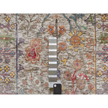 Load image into Gallery viewer, 2&#39;7&quot;x22&#39; Lacy Pearl White, All Over Directional Vase Design, Hand Knotted, Silk with Textured Wool, XL Runner Oriental Rug FWR545784