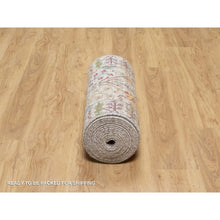 Load image into Gallery viewer, 2&#39;7&quot;x22&#39; Lacy Pearl White, All Over Directional Vase Design, Hand Knotted, Silk with Textured Wool, XL Runner Oriental Rug FWR545784