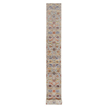 Load image into Gallery viewer, 2&#39;6&quot;x27&#39;7&quot; Promenade White, Silk With Textured Wool, Sickle Leaf Design, Hand Knotted, Soft Pile, XL Runner Oriental Rug FWR545790