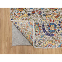 Load image into Gallery viewer, 2&#39;6&quot;x27&#39;7&quot; Promenade White, Silk With Textured Wool, Sickle Leaf Design, Hand Knotted, Soft Pile, XL Runner Oriental Rug FWR545790