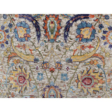 Load image into Gallery viewer, 2&#39;6&quot;x27&#39;7&quot; Promenade White, Silk With Textured Wool, Sickle Leaf Design, Hand Knotted, Soft Pile, XL Runner Oriental Rug FWR545790