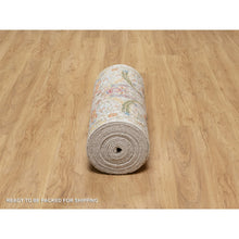 Load image into Gallery viewer, 2&#39;6&quot;x27&#39;7&quot; Promenade White, Silk With Textured Wool, Sickle Leaf Design, Hand Knotted, Soft Pile, XL Runner Oriental Rug FWR545790