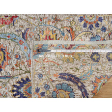 Load image into Gallery viewer, 2&#39;6&quot;x27&#39;7&quot; Promenade White, Silk With Textured Wool, Sickle Leaf Design, Hand Knotted, Soft Pile, XL Runner Oriental Rug FWR545790