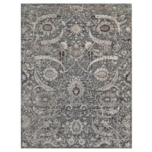 Load image into Gallery viewer, 11&#39;8&quot;x15&#39; Mulch Brown, Hand Knotted, Shades Of Black, Lush and Plush, Wool and Silk, Oversized Sickle Leaf Design Oriental Rug FWR545796