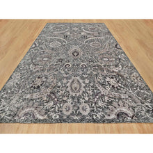 Load image into Gallery viewer, 11&#39;8&quot;x15&#39; Mulch Brown, Hand Knotted, Shades Of Black, Lush and Plush, Wool and Silk, Oversized Sickle Leaf Design Oriental Rug FWR545796