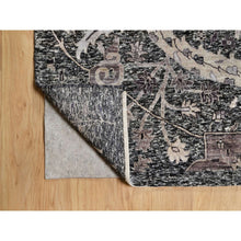 Load image into Gallery viewer, 11&#39;8&quot;x15&#39; Mulch Brown, Hand Knotted, Shades Of Black, Lush and Plush, Wool and Silk, Oversized Sickle Leaf Design Oriental Rug FWR545796