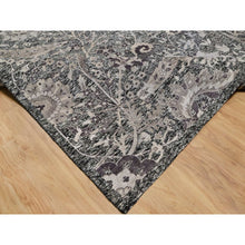 Load image into Gallery viewer, 11&#39;8&quot;x15&#39; Mulch Brown, Hand Knotted, Shades Of Black, Lush and Plush, Wool and Silk, Oversized Sickle Leaf Design Oriental Rug FWR545796
