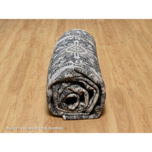 Load image into Gallery viewer, 11&#39;8&quot;x15&#39; Mulch Brown, Hand Knotted, Shades Of Black, Lush and Plush, Wool and Silk, Oversized Sickle Leaf Design Oriental Rug FWR545796