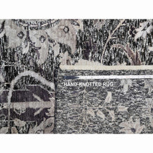 Load image into Gallery viewer, 11&#39;8&quot;x15&#39; Mulch Brown, Hand Knotted, Shades Of Black, Lush and Plush, Wool and Silk, Oversized Sickle Leaf Design Oriental Rug FWR545796