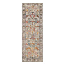 Load image into Gallery viewer, 4&#39;2&quot;x12&#39; Chalk Beige, Silk With Textured Wool, Soft and Plush Pile, Hand Knotted, Directional Vase Design, Wide Runner Oriental Rug FWR545802