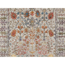 Load image into Gallery viewer, 4&#39;2&quot;x12&#39; Chalk Beige, Silk With Textured Wool, Soft and Plush Pile, Hand Knotted, Directional Vase Design, Wide Runner Oriental Rug FWR545802