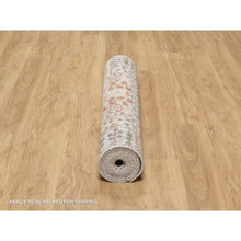 Load image into Gallery viewer, 4&#39;2&quot;x12&#39; Chalk Beige, Silk With Textured Wool, Soft and Plush Pile, Hand Knotted, Directional Vase Design, Wide Runner Oriental Rug FWR545802